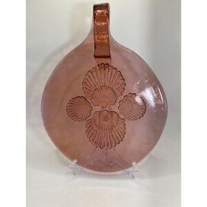 Vtg Chet Cole Lilac Seashell Motif Pink Glass Cheese Board Hand Made Rare